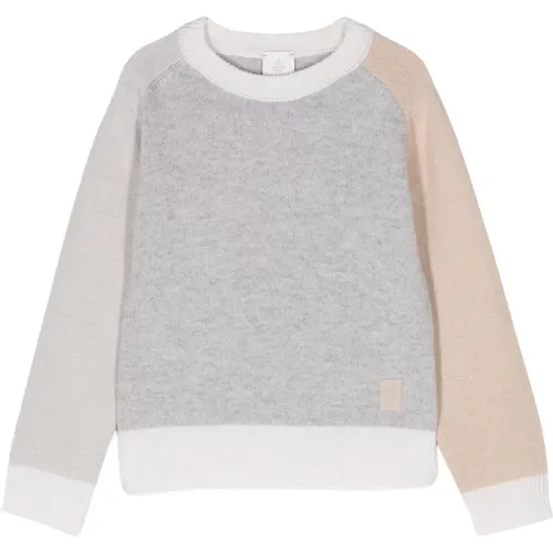 Grauer Pullover mit Beigen Details - Eleventy - Modalova