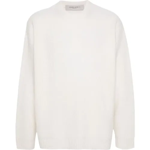 Weißer Rippstrick Crew Neck Pullover , Herren, Größe: L - Golden Goose - Modalova