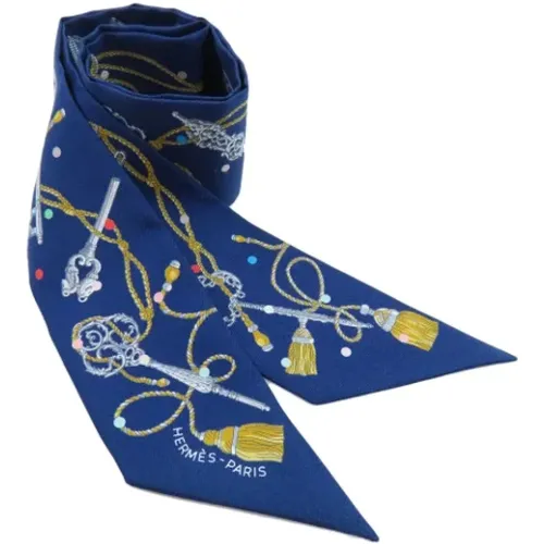 Pre-owned Navy Silk Hermès Scarf , female, Sizes: ONE SIZE - Hermès Vintage - Modalova