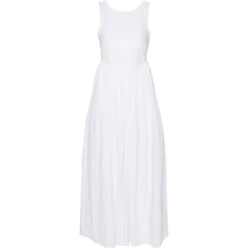 Weiße Baumwollkleid mit Rüschen , Damen, Größe: M - Emporio Armani - Modalova