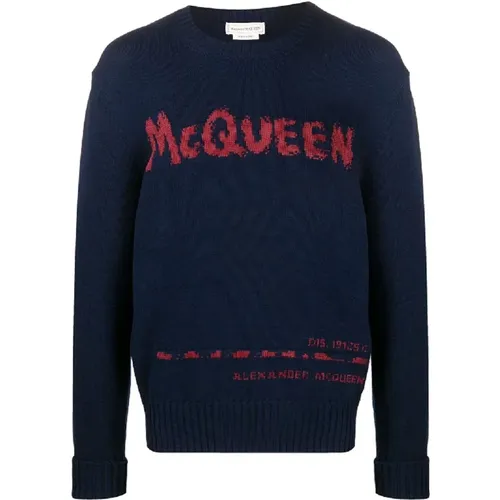 Jacquard Logo Sweater for Men , male, Sizes: S - alexander mcqueen - Modalova