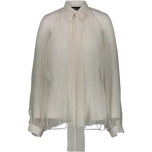 Bow Shirt in lurex striped silk chiffon , female, Sizes: M, S - Rochas - Modalova