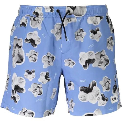 Blaue Beachwear Badeshorts mit Taschen , Herren, Größe: M - Karl Lagerfeld - Modalova