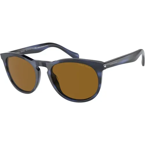 Striped /Brown Sunglasses AR 8149 , male, Sizes: 54 MM - Giorgio Armani - Modalova