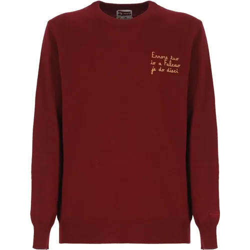 Bordeaux Wollmischung Crew Neck Pullover , Herren, Größe: S - Saint Barth - Modalova