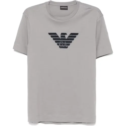 Grey Cotton Jersey Crew Neck T-shirt , male, Sizes: XL, L, M, S - Emporio Armani - Modalova