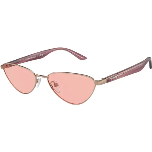 Gold Frame with Light Pink Lenses , unisex, Sizes: 56 MM - Emporio Armani - Modalova