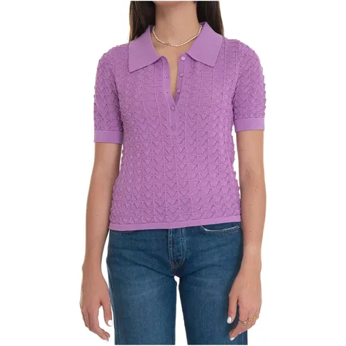 Short-sleeved polo shirt in punto canestro , female, Sizes: S - Suncoo - Modalova