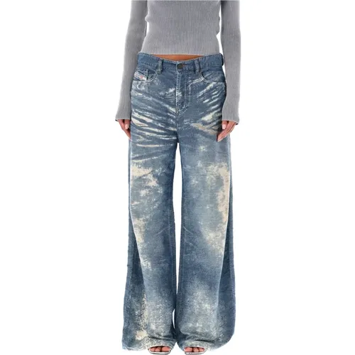 Vintage-inspirierte Blaue Wide-leg Jeans Aw24 , Damen, Größe: W26 - Diesel - Modalova