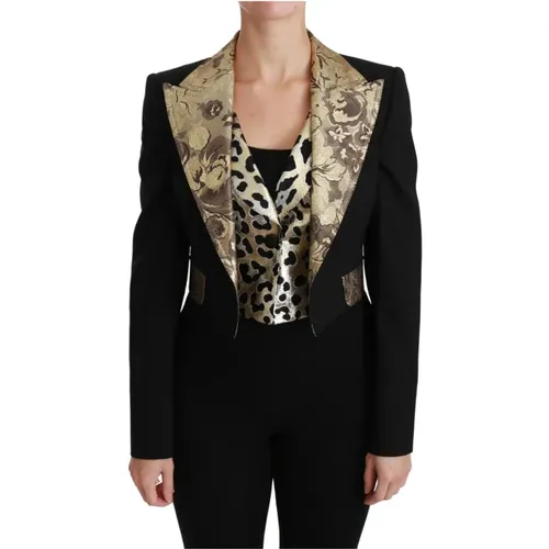 Jacquard Wool Jacket with Vest , female, Sizes: XS - Dolce & Gabbana - Modalova
