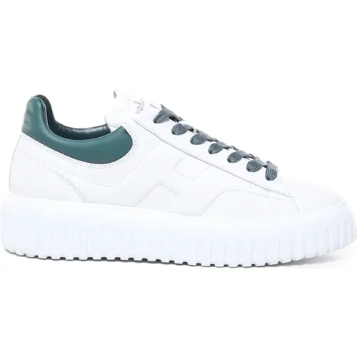 Weiße und Grüne Ledersneakers - Hogan - Modalova