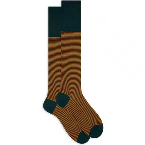 Italienische lange Socken mit Windsor-Streifen , Herren, Größe: L - Gallo - Modalova