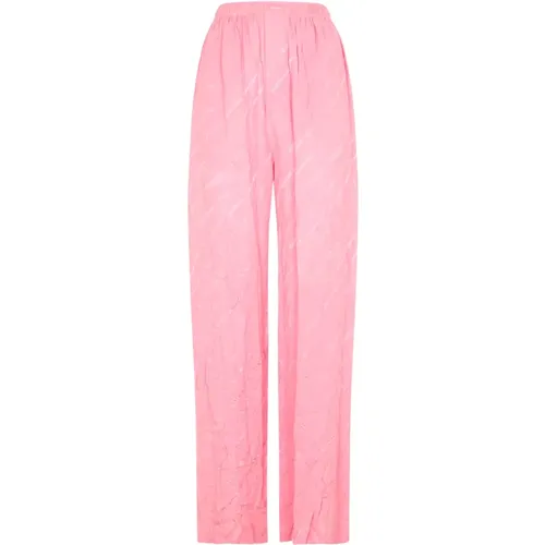 Silk Logoed Trousers , female, Sizes: 2XS, XS - Balenciaga - Modalova