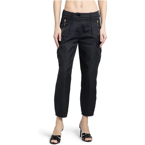 Schwarze Cargo Hose mit Reißverschlusstaschen , Damen, Größe: 3XS - Tom Ford - Modalova