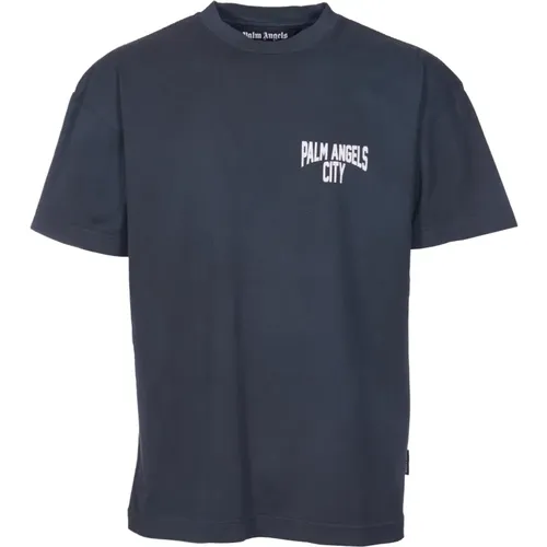 Delavé Baumwoll-T-Shirt mit Kontrast - Palm Angels - Modalova