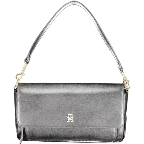 Schwarze Damen-Schultertasche mit abnehmbarem Griff und verstellbarem Riemen - Tommy Hilfiger - Modalova