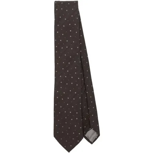 Dunkelgrau Braun Gewebte Jacquard Krawatte , Herren, Größe: ONE Size - Emporio Armani - Modalova