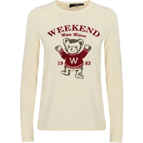 Printed Cotton Long Sleeve T-shirt , female, Sizes: L, M, S - Max Mara Weekend - Modalova