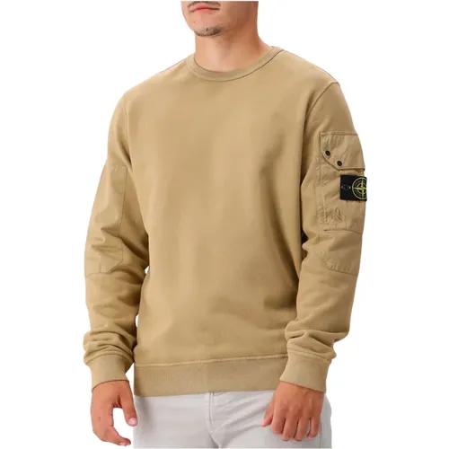 Brauner Fleece-Sweatshirt Mit Taschen , Herren, Größe: S - Stone Island - Modalova