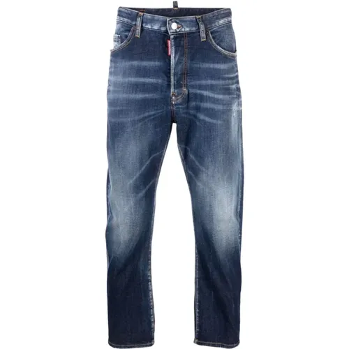Slim-fit Jeans,Blaue Distressed Denim Jeans,Blaue Denim Stretch Jeans Regular Fit,Blaue Bro Jean - Dsquared2 - Modalova