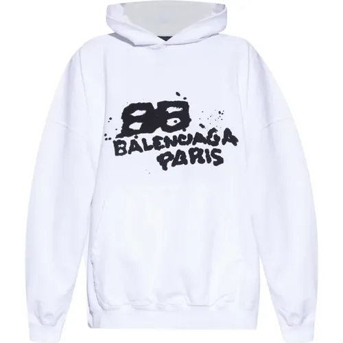 Hoodie with logo , female, Sizes: M - Balenciaga - Modalova