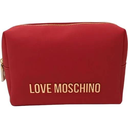 Rote Logo Reißverschlusstasche - Love Moschino - Modalova