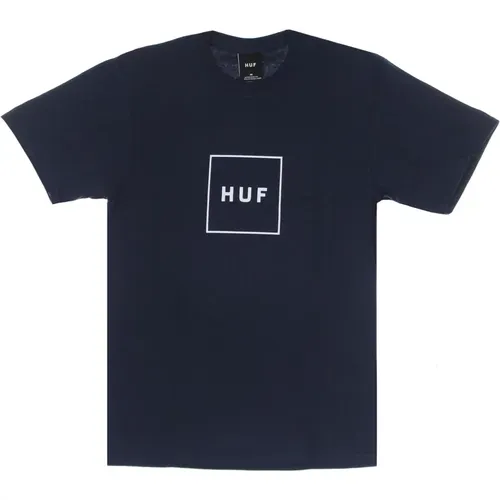 Navy Logo Herren T-Shirt Kurzarm , Herren, Größe: S - HUF - Modalova