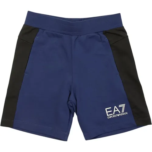 Blaue Fleece-Bermuda-Shorts - Emporio Armani EA7 - Modalova