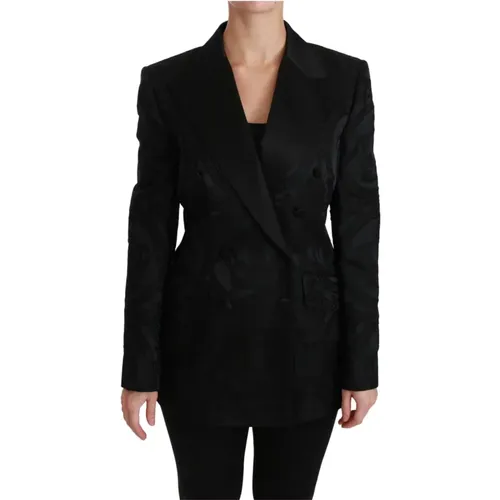 Elegant Double Breasted Crown Jacket , female, Sizes: L - Dolce & Gabbana - Modalova