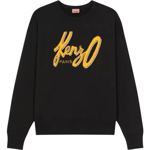 Schwarzer Sweatshirt mit Kontrastlogo , Herren, Größe: M - Kenzo - Modalova