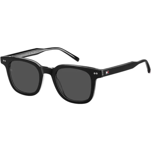 Schwarz Gestreifte Sonnenbrille , Herren, Größe: 48 MM - Tommy Hilfiger - Modalova