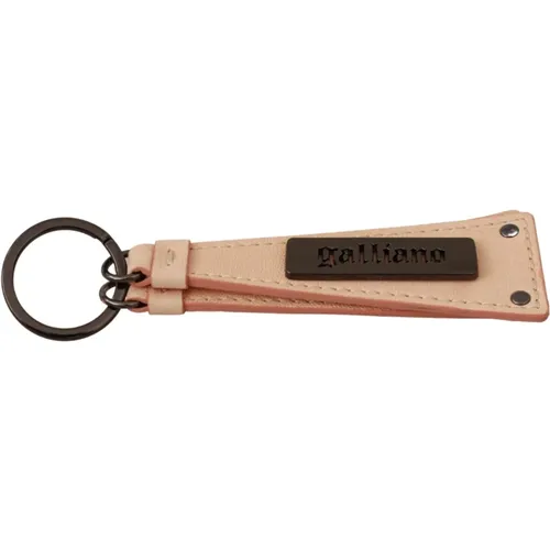Wunderschöner Beiger Leder Schlüsselanhänger mit Logo-Details - John Galliano - Modalova
