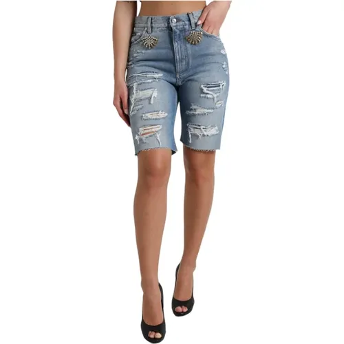 Embellished Bermuda Shorts , female, Sizes: XS - Dolce & Gabbana - Modalova