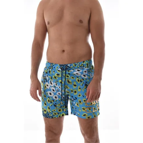 Tiermuster Badehose - Blau , Herren, Größe: XL - Cavalli Class - Modalova