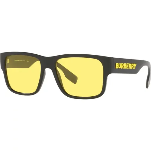 Schwarze/Gelbe Sonnenbrille Knight BE 4358 , Herren, Größe: 57 MM - Burberry - Modalova