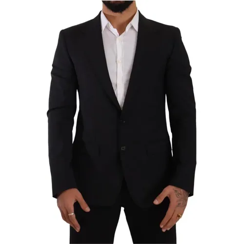 Schwarzer Slim Fit 2 Knopf Martini Blazer - Dolce & Gabbana - Modalova