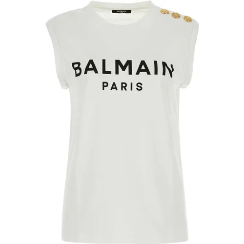 Baumwoll Tank Top , Damen, Größe: S - Balmain - Modalova