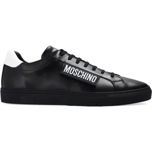 Erhöhe deinen Stil mit schwarzen und weißen Logo-Sneakers - Moschino - Modalova