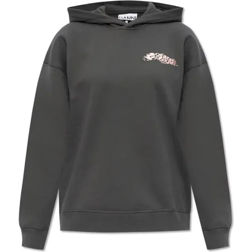 Hoodie mit Logo , Damen, Größe: L/Xl - Ganni - Modalova