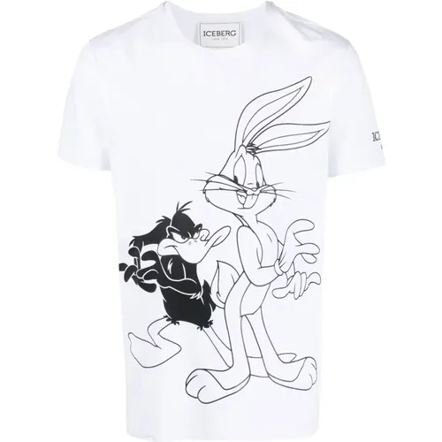 Bugs Bunny Cartoon Print T-Shirt , Herren, Größe: 2XL - Iceberg - Modalova