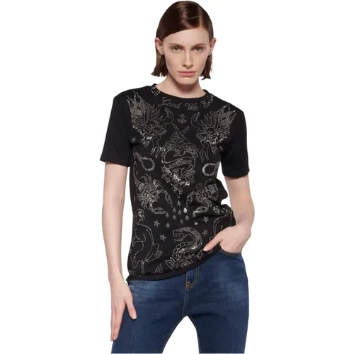 Regulares T-Shirt mit Kontrastdruck , Damen, Größe: L - John Richmond - Modalova