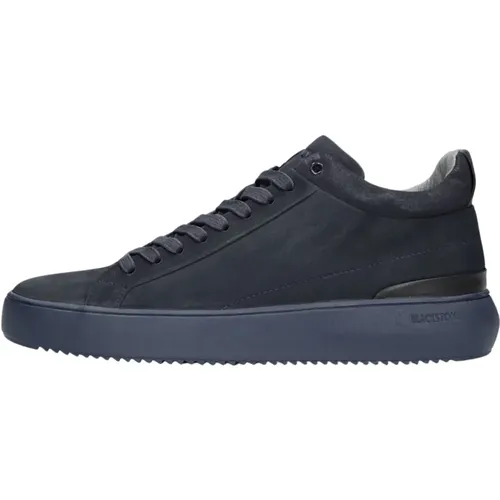 Niedrige Sneaker aus dunkelblauem Leder - Blackstone - Modalova