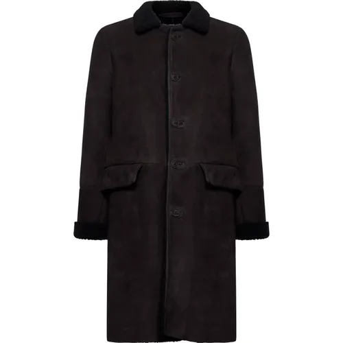 Dark Shearling Lined Coat , male, Sizes: L, XL, 2XL, M - Salvatore Santoro - Modalova