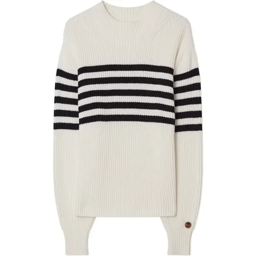 Striped Sweater with Higher Collar , female, Sizes: XS, XL, L - Busnel - Modalova