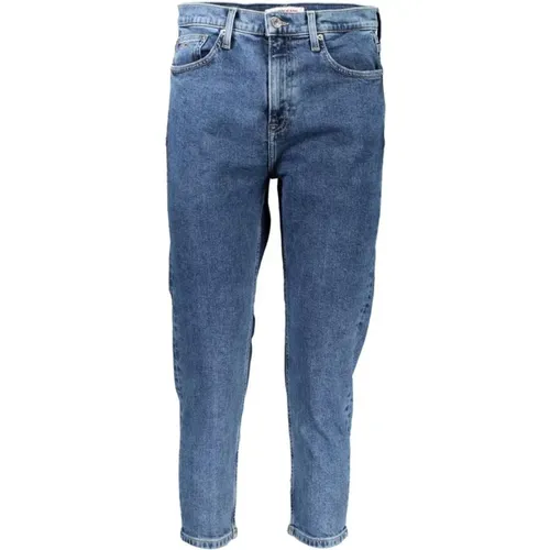 Blaue Bestickte Baumwoll-Slim-Fit-Jeans , Damen, Größe: W29 L28 - Tommy Hilfiger - Modalova