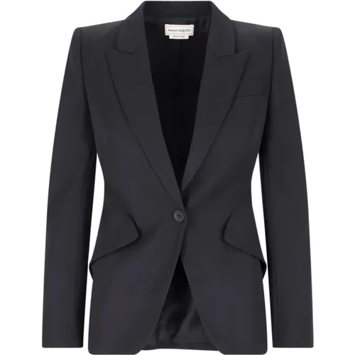 Blazer with Notched Lapel and Button Closure , female, Sizes: 2XS, XS - alexander mcqueen - Modalova