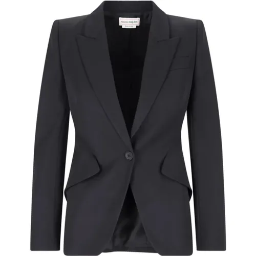 Blazer with Notched Lapel and Button Closure , female, Sizes: M - alexander mcqueen - Modalova