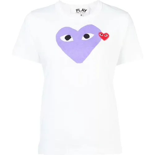 Graues Herzdruck T-Shirt - Comme des Garçons Play - Modalova