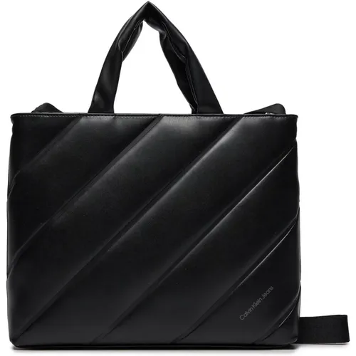 Schwarze Handtasche mit Reißverschluss , Damen, Größe: ONE Size - Calvin Klein Jeans - Modalova