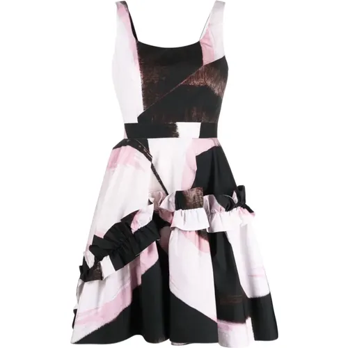 Abstract Print Ruffle Detail Mini Dress , female, Sizes: 2XS, XS - alexander mcqueen - Modalova
